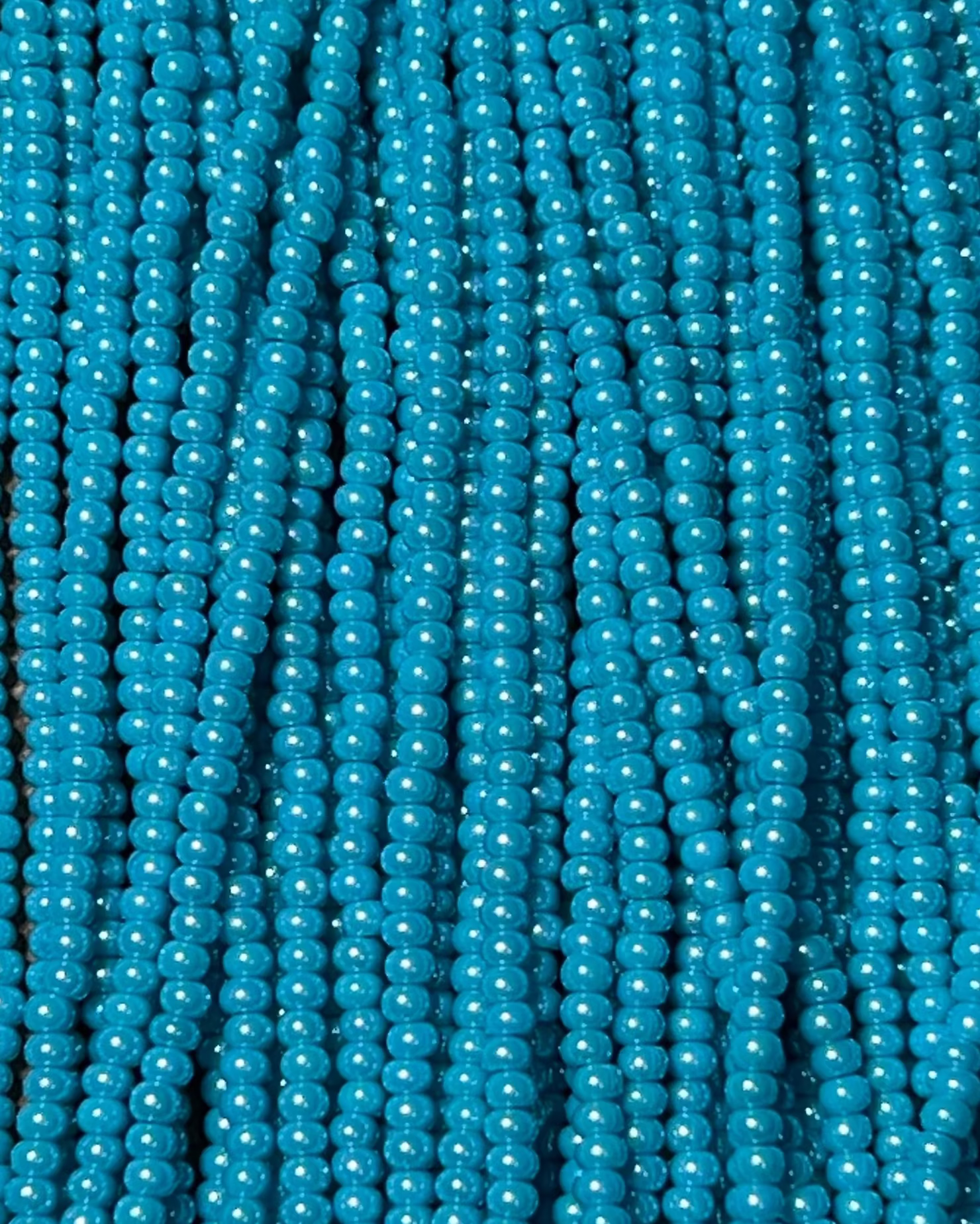 Czech Seed Beads, 11/0 - Opaque Lustre Medium Turquoise (Strung) Double Hank