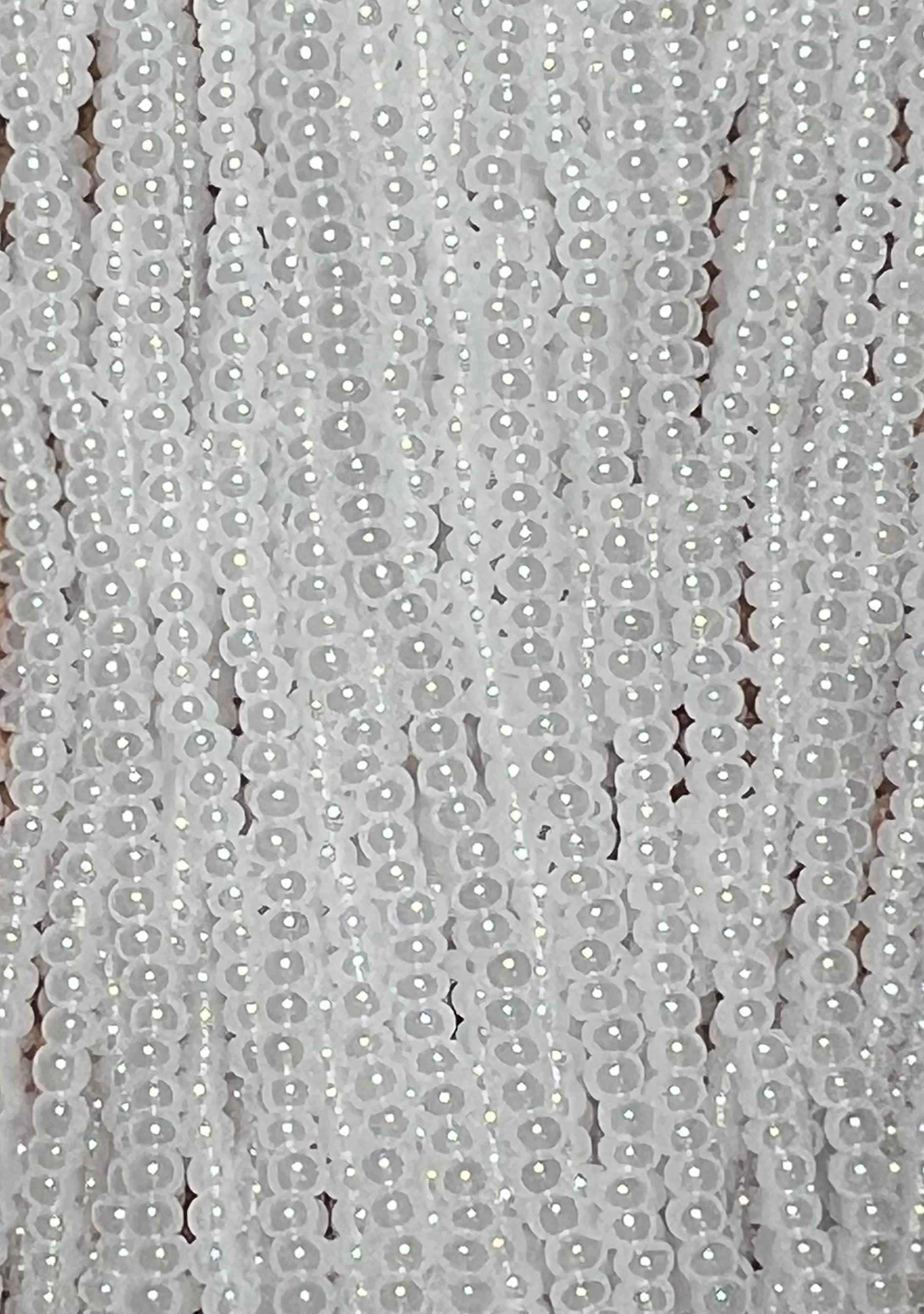Czech Seed Beads, 11/0 - Pearlized white (Strung) Hank