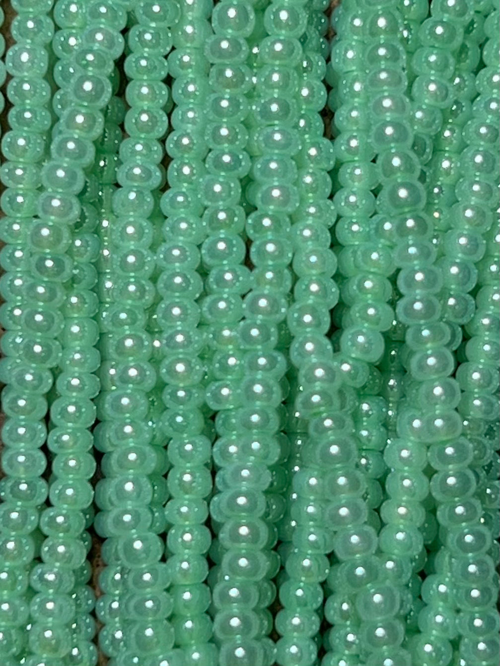 Czech Seed Beads, 11/0 - Pearlized Light Green (Strung) Hank