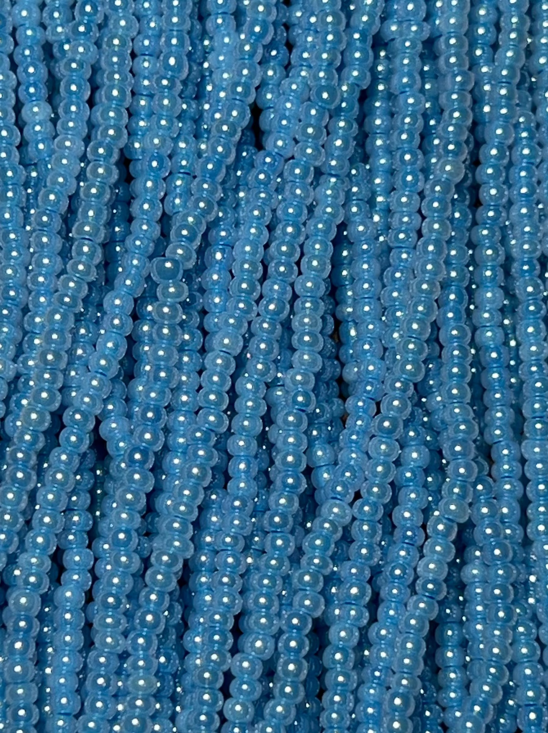 Czech Seed Beads, 11/0 - Pearlized Blue (Strung) Hank